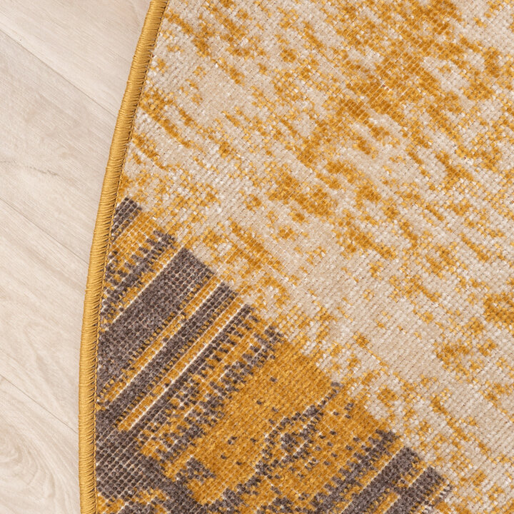 Rund Lapptäckesmatta - Spring Patchwork Gul/Taupe - 4