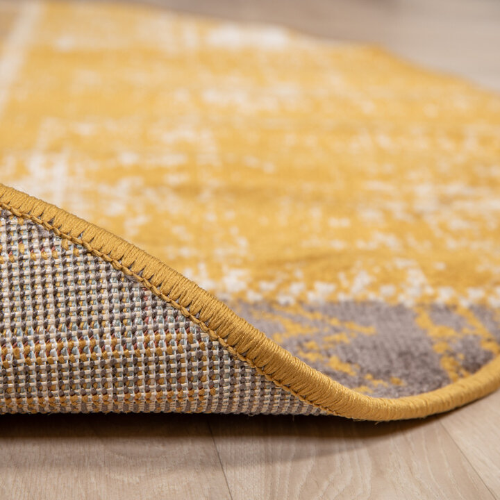 Rund Lapptäckesmatta - Spring Patchwork Gul/Taupe - 5