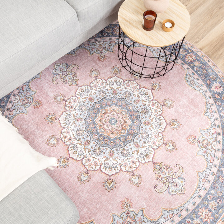 Rund Matta I Vintagestil - Lily Medaillon Rosa - 3
