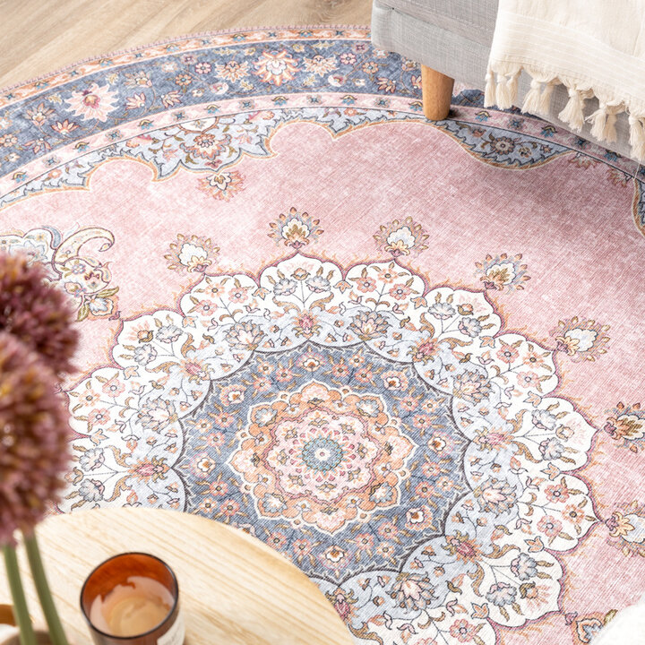Rund Matta I Vintagestil - Lily Medaillon Rosa - 4