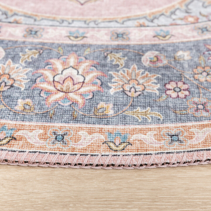 Rund Matta I Vintagestil - Lily Medaillon Rosa - 6