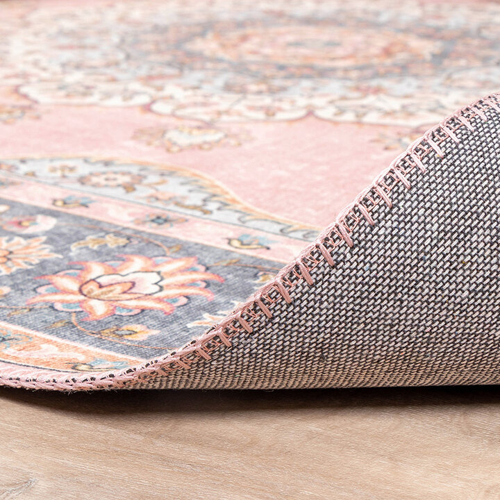 Rund Matta I Vintagestil - Lily Medaillon Rosa - 7