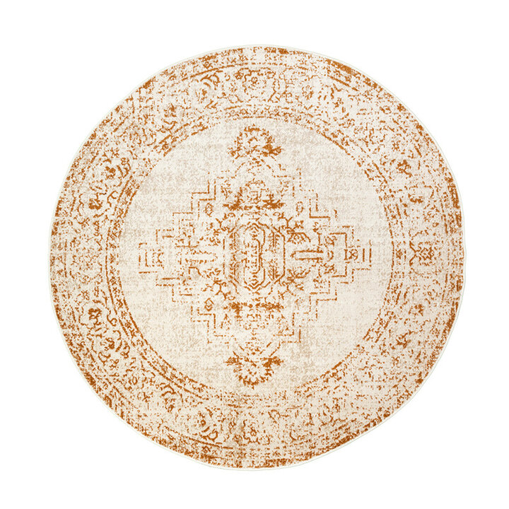Rund Matta I Vintagestil - Spring Ethnic Gräddvit/Terrakotta - 1