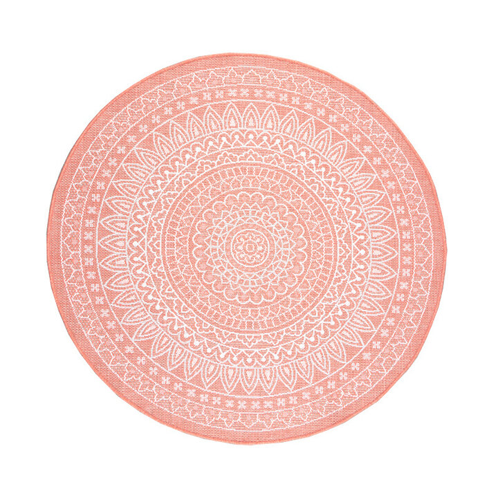 Rund Utomhusmatta - Summer Aztec Rosa - 1