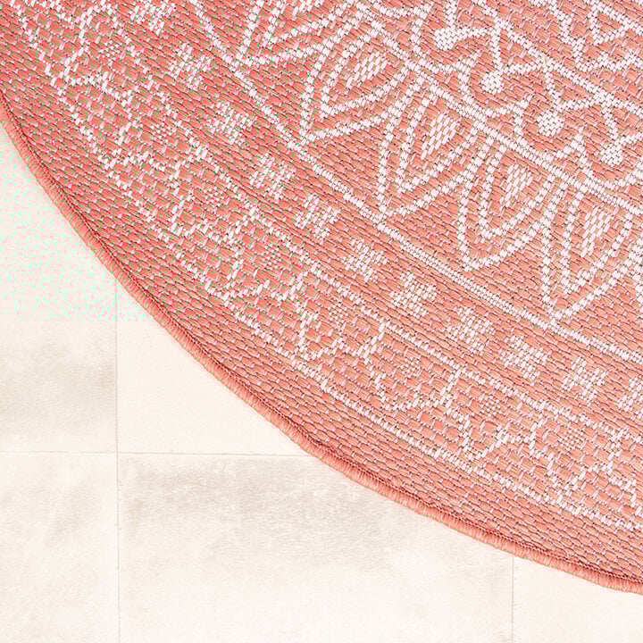 Rund Utomhusmatta - Summer Aztec Rosa - 7