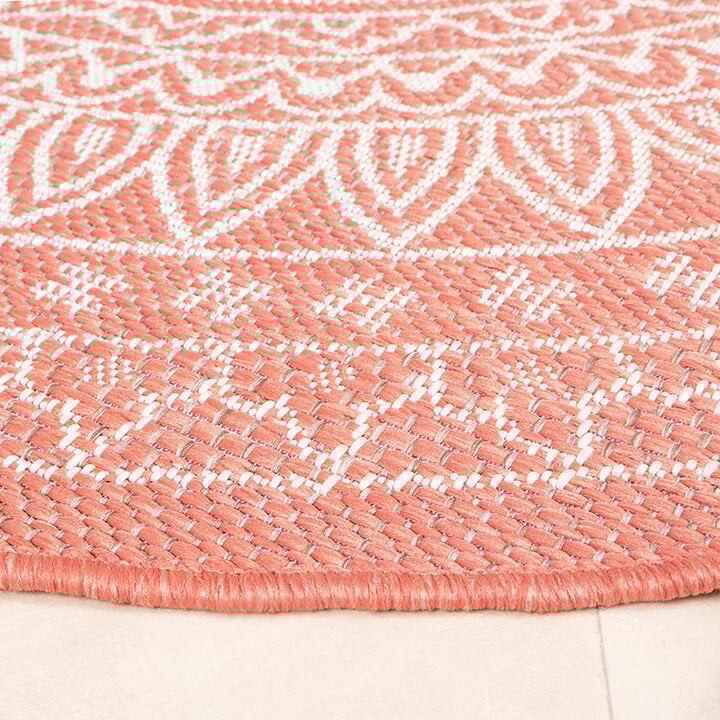 Rund Utomhusmatta - Summer Aztec Rosa - 8