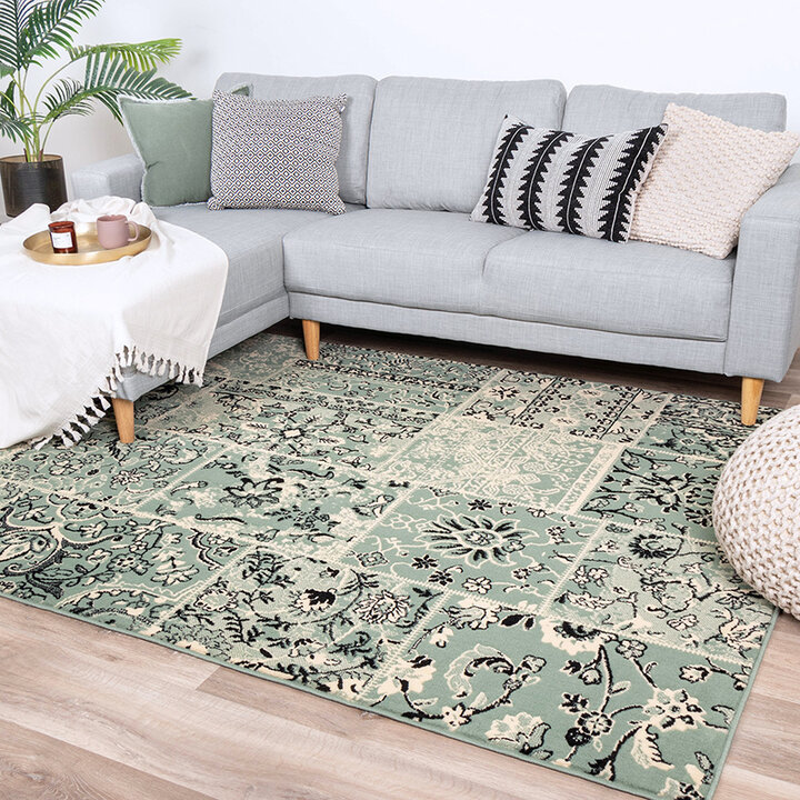 Matta I Vintagestil - Wonder Patchwork Grön/Svart - 3