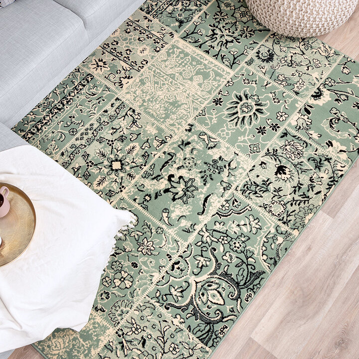 Matta I Vintagestil - Wonder Patchwork Grön/Svart - 4