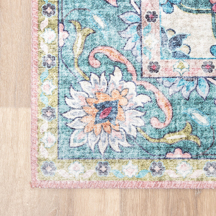Matta I Vintagestil - Lily Oriental Blå/Rosa - 5