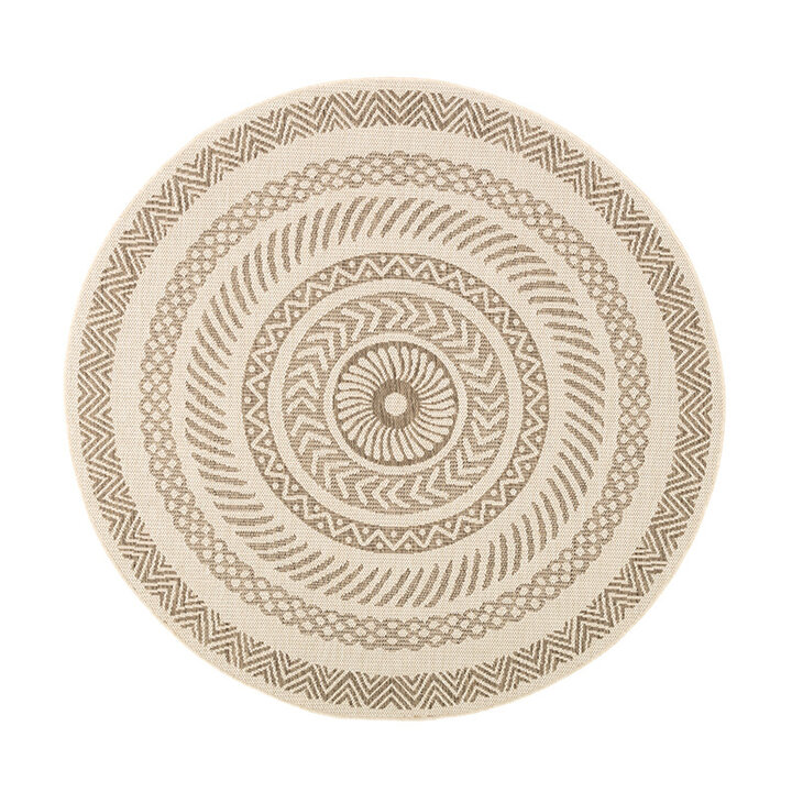 Rund Jute Utomhusmatta - Nomad Aztec Gräddvit - 1
