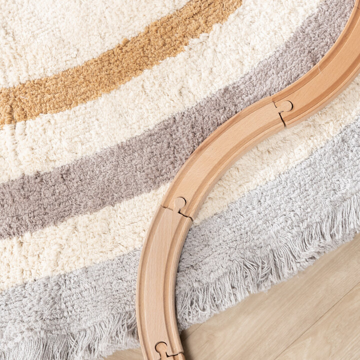 Rund tvättbar barnmatta - Milo Grå - 2