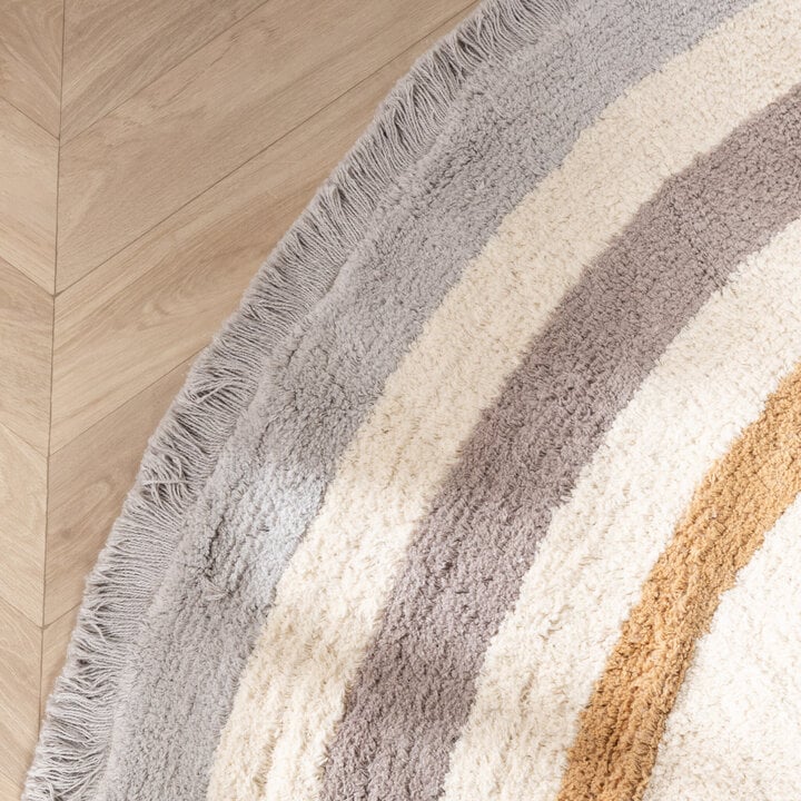 Rund tvättbar barnmatta - Milo Grå - 4