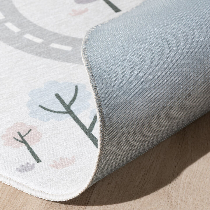 Rund lekmatta Bil - Rocky Ride Vit - 7