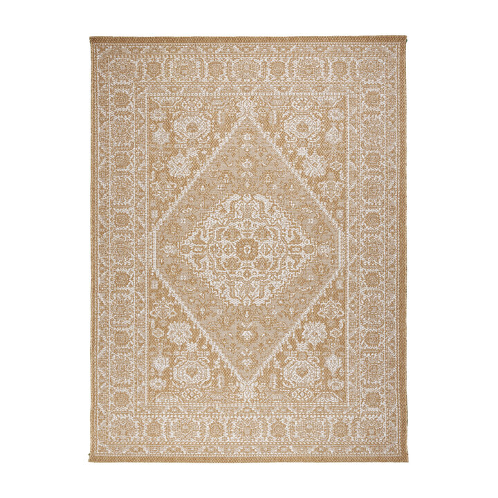 Jute Outdoor Matta - Daisy Medaillon Vit - 1