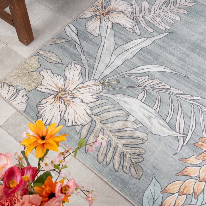 Utomhusmatta blommor - Poppy Olivgrön - 2