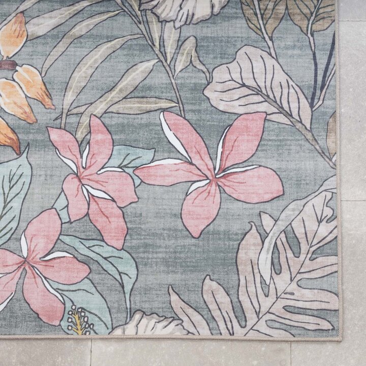 Utomhusmatta blommor - Poppy Olivgrön - 4