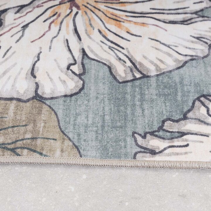 Utomhusmatta blommor - Poppy Olivgrön - 5