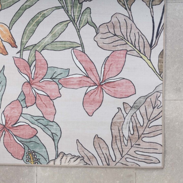 Blommor på utomhusmattan - Poppy Kräm - 4