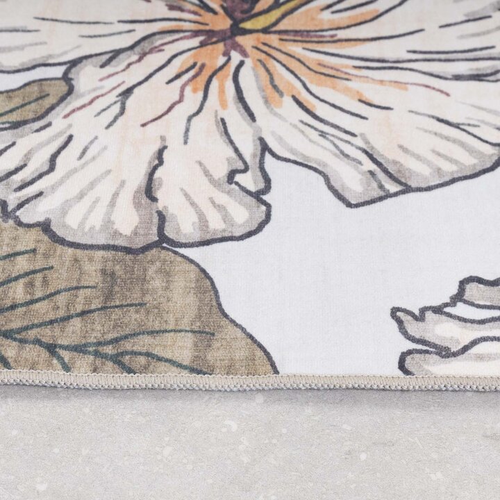 Blommor på utomhusmattan - Poppy Kräm - 5