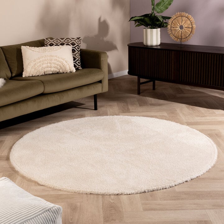 Mjuk rund matta - Teddy Kräm