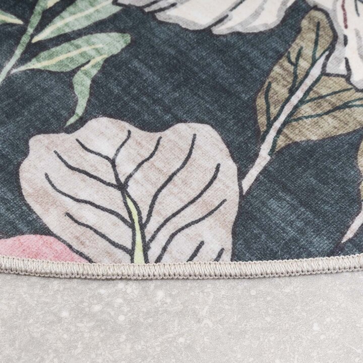 Rund utomhusmatta med blommor - Poppy Grön - 5