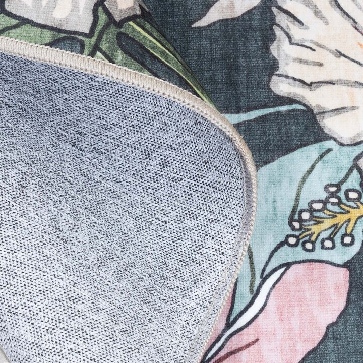 Rund utomhusmatta med blommor - Poppy Grön - 6