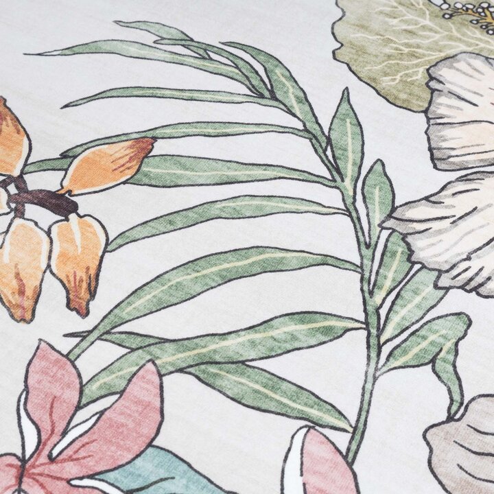 Rund utomhusmatta med blommor - Poppy Kräm - 3