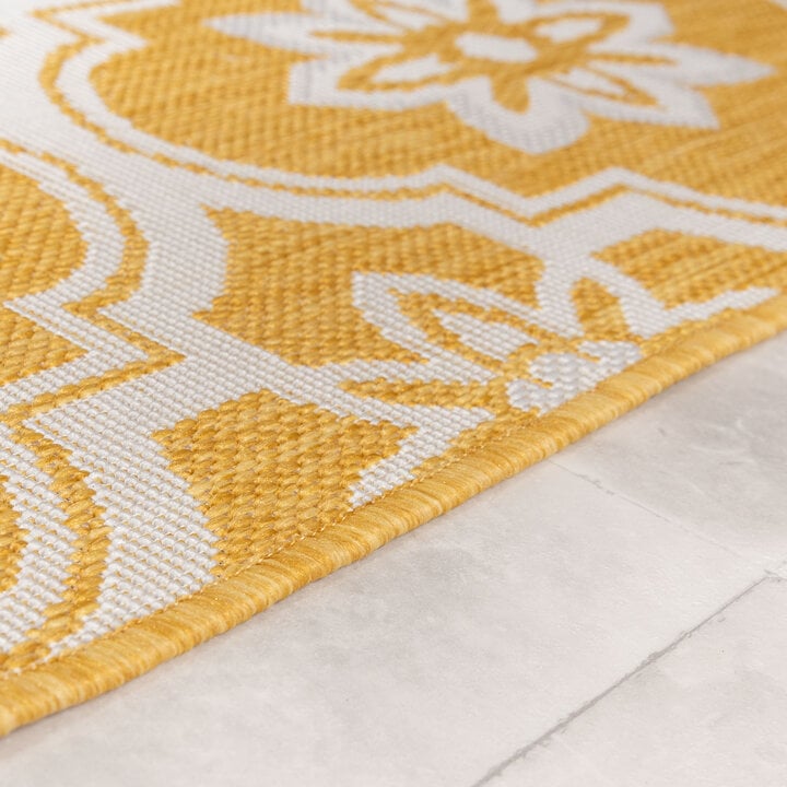 Utomhusmatta – Rio Flower Gul - 5
