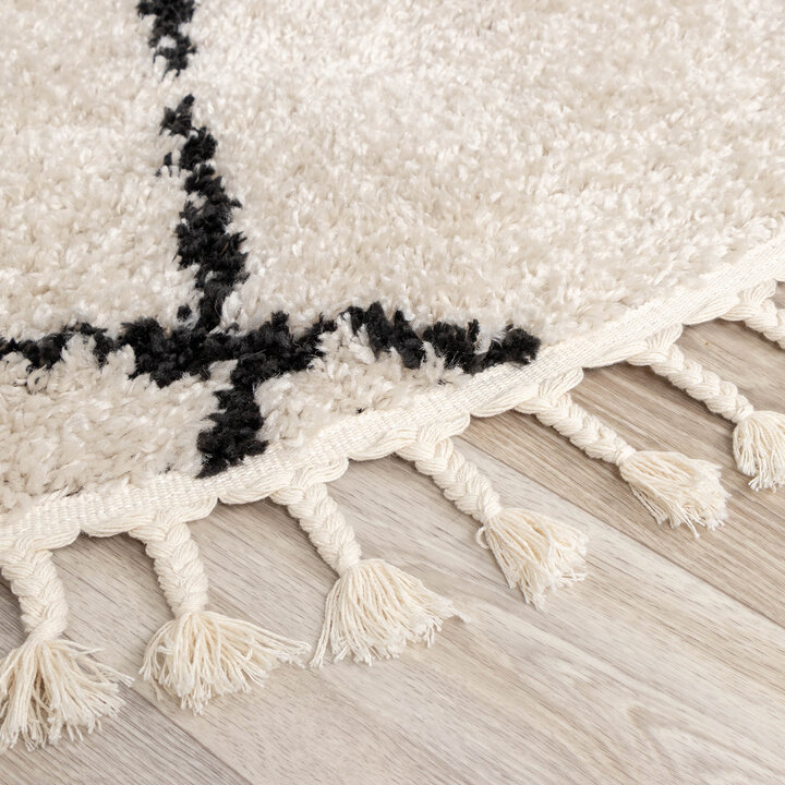 Rundt höghårigt mattan – Grand Wire Weave Creme/Svart - 4