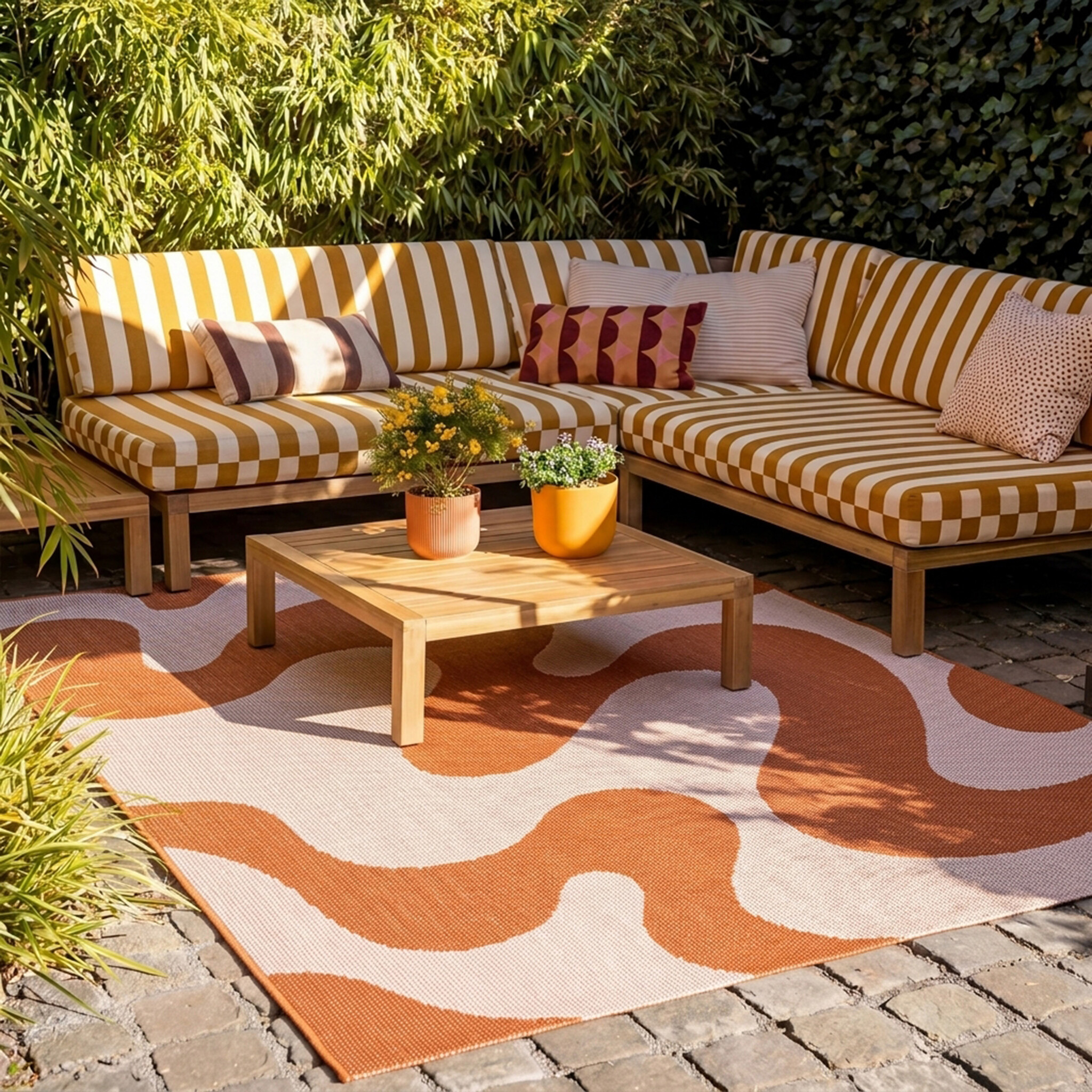 Utomhusmatta | Summer Swirl terrakotta hos Volero