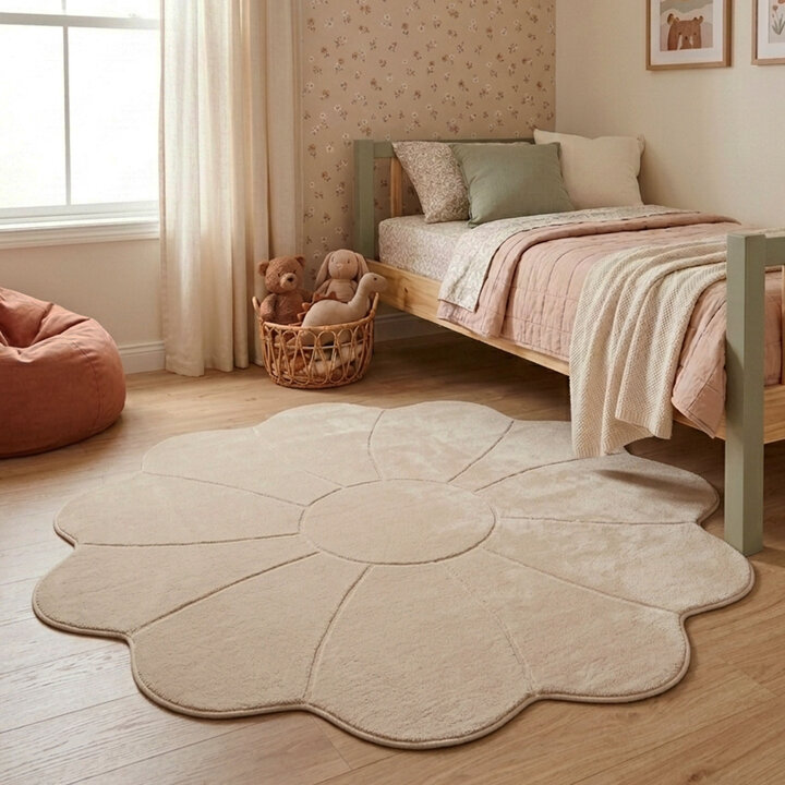 Tvättbar barnmatta | Coco Flower beige hos Volero