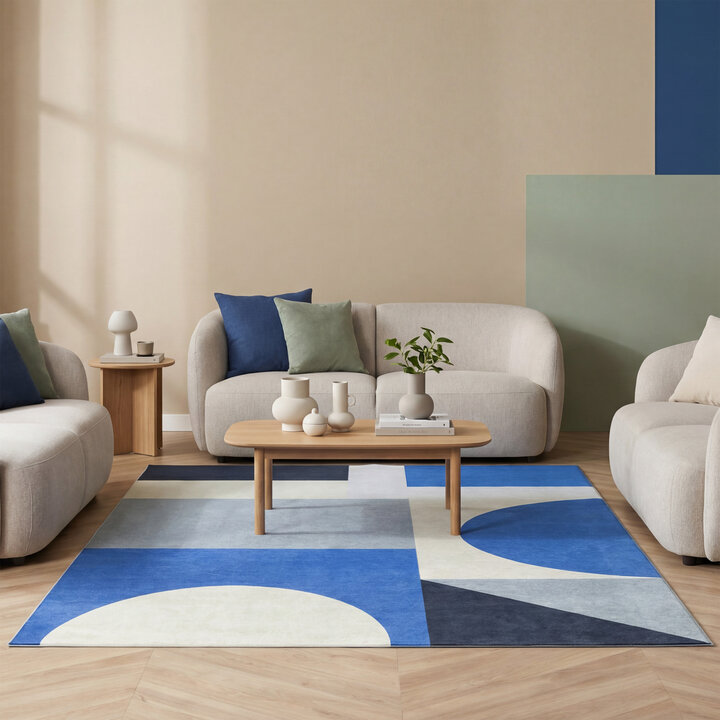 Geometrisk matta – Swing Shapes Blå - Volero